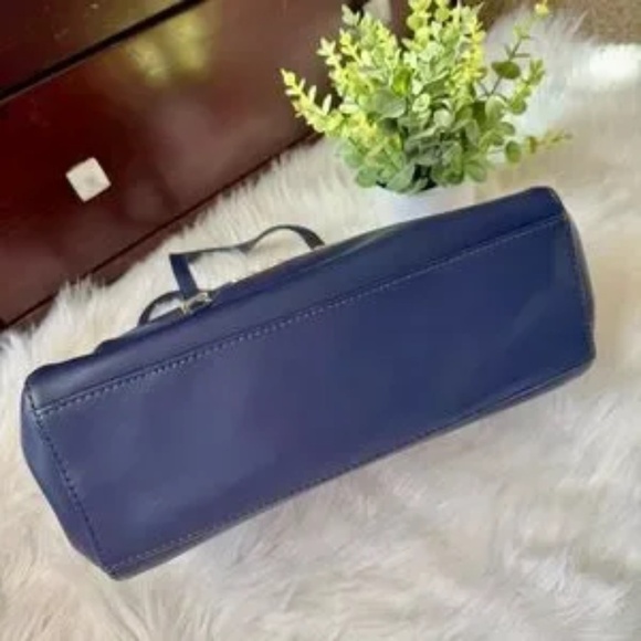 Reaction Kenneth Cole Arbol Dome Navy Blue Structured Satchel Handbag - Picture 15 of 16